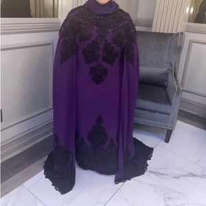 CUSTOM MADE EVENING GOWN WITH CAPE *Made in Lebanon*